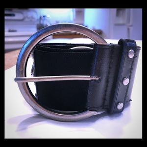 Black and silver ornate stretch belt